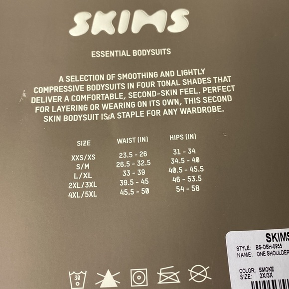 NWT -  Skims Essential One Shoulder Bodysuit in Smoke size 2X/3X - Picture 6 of 7